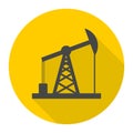 Oil Rig Icon, Oil pump jack icon with long shadow