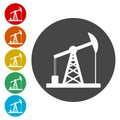 Oil Rig Icon, Oil pump jack icons set