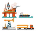 Oil rig industry of processing petrol and transportation