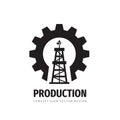 Oil rig mining production - icon logo design. Petroleum gasoline derrick concept sign. Graphic design element