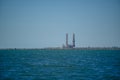 Oil rig moored at a commercial dock Royalty Free Stock Photo