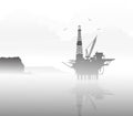 Oil Rig at morning -vector Royalty Free Stock Photo