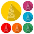 Oil rig, Oil Gusher icon, color icon with long shadow Royalty Free Stock Photo
