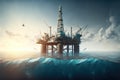 Oil rig platform, on a calm sea, ultra realistic image, Generative Ai