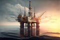 Oil rig platform, on a calm sea, ultra realistic image, Generative Ai