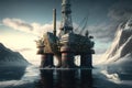 Oil rig platform, on a calm sea, ultra realistic image, Generative Ai