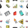 Oil rig, pump and other equipment for oil recovery, processing and storage.Oil set collection icons in cartoon style