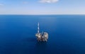 Oil rig at sea - aerial view Royalty Free Stock Photo