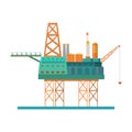 Oil rig at the sea. Oil platform, gas fuel, industry offshore, d