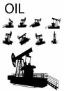 Oil Rig Silhouette Set Royalty Free Stock Photo