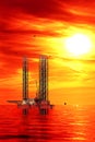 Oil Rig at sunrise Royalty Free Stock Photo