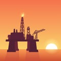 Oil rig on sunset Royalty Free Stock Photo