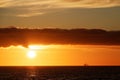 Oil rig at sunset in the north sea Royalty Free Stock Photo