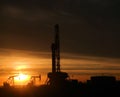 Oil rig in the sunset Royalty Free Stock Photo