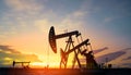 oil rig at sunset suitable as a background Royalty Free Stock Photo
