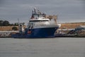 Oil Rig Supply and guard ship at the Montrose Harbour, Angus,,Scotland,UK