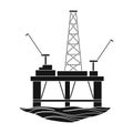 Oil rig on the water.Oil single icon in black style vector symbol stock illustration web.