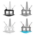 Oil rig on the water.Oil single icon in cartoon style vector symbol stock illustration web.