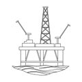 Oil rig on the water.Oil single icon in outline style vector symbol stock illustration web.