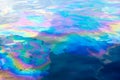 Oil slick creates Rainbow Colors on Water Royalty Free Stock Photo