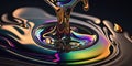 Oil Slick, Iridescent Water, Reflective Rainbow, Liquid Metal, Background Wallpaper Royalty Free Stock Photo