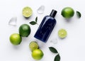 natural treatment bottle body lime skincare lemon oil spa organic. Generative AI.
