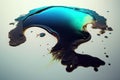 Oil Spill: aerial view of an oil spill in the ocean, with sheen of oil covering the water and threatening marine life AI