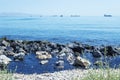 Oil spill. Environmental disaster. island of Salamis.