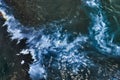 Oil spill on Sea water, top view Royalty Free Stock Photo