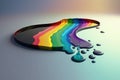 Oil Spill: an oil spill on the surface of the ocean, with rainbow sheen visible in the water AI generation