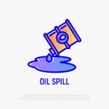 Oil spill thin line icon. Modern vector illustration of toxic disaster Royalty Free Stock Photo