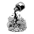 Ink Spill Threatens Coral Reef Ecosystem Royalty Free Stock Photo