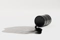 oil spilling from a black barrel on a white background. copy paste, copy space. 3D render Royalty Free Stock Photo