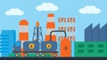 Oil station train, cargo on railway vector illustration. Rail transport cistern container delivery, freight icon