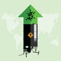 Oil stock price rebound and rise up from Covid-19 coronavirus be defeated. Oil market value move up from permitted unlocking.