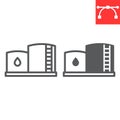 Oil storage line and glyph icon, industry and petroleum, oil tank vector icon, vector graphics, editable stroke outline