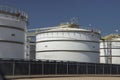 Oil storage tanks at the exxonmobil refinery in the Botlek harbor