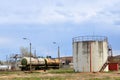 Oil storage tanks at Fuel terminal. Royalty Free Stock Photo