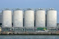 Oil storage tanks at a petrochemical industry Royalty Free Stock Photo