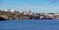 Oil storage tanks on Stockholm archipelago coast Royalty Free Stock Photo