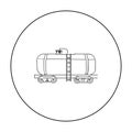 Oil tank car icon in outline style isolated on white background. Oil industry symbol stock vector illustration. Royalty Free Stock Photo
