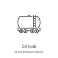 oil tank icon vector from oil and petroleum industry collection. Thin line oil tank outline icon vector illustration. Linear