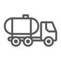 Oil tank line icon, fuel and car, oil transportation sign, vector graphics, a linear pattern on a white background. Royalty Free Stock Photo