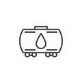 Oil tank railway carriage line icon, outline vector sign, linear style pictogram isolated on white.