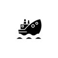 Oil tanker black icon concept. Oil tanker flat vector symbol, sign, illustration.