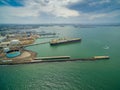 Oil tanker docked in Williamstown - aerial view. Melbourne, Australia. Royalty Free Stock Photo