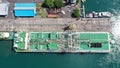 Oil tanker, Gas tanker operation at oil and gas terminal, View from above