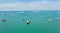 Oil tanker, gas tanker in the high sea.Refinery Industry cargo ship,aerial view,Thailand, in import export, LPG,oil refinery,