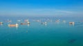 Oil tanker, gas tanker in the high sea.Refinery Industry cargo ship,aerial view,Thailand, in import export, LPG,oil refinery,