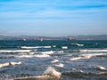 Boats sailing in the bay of Santander and the Cantabrian Sea Royalty Free Stock Photo